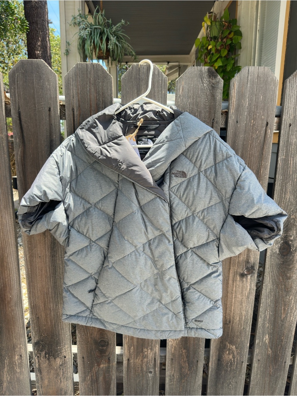 The North Face Heather Gray Quilted Hooded Puffer